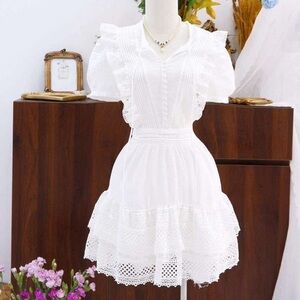 White Lace Trim Dress